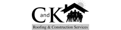 Black and white logo of C and K Roofing & Construction services
