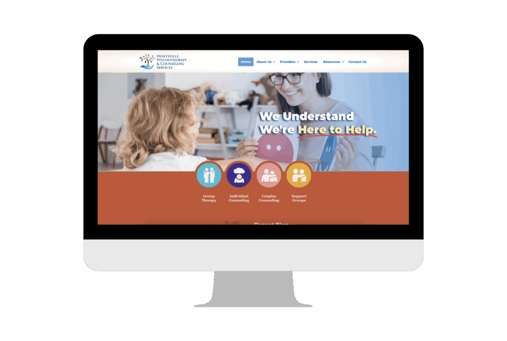 Home page mockup of a website built by Camp Web Designs team of website experts