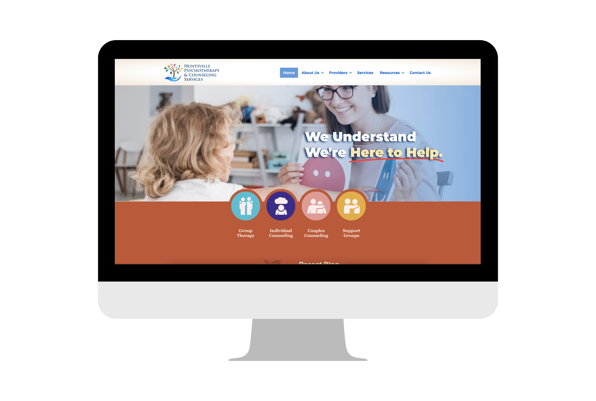 Home page mockup of a website built by Camp Web Designs team of website experts