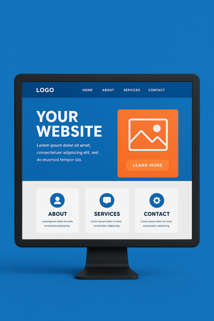 A mockup image of a website design being created by OrlandoDesign LLC
