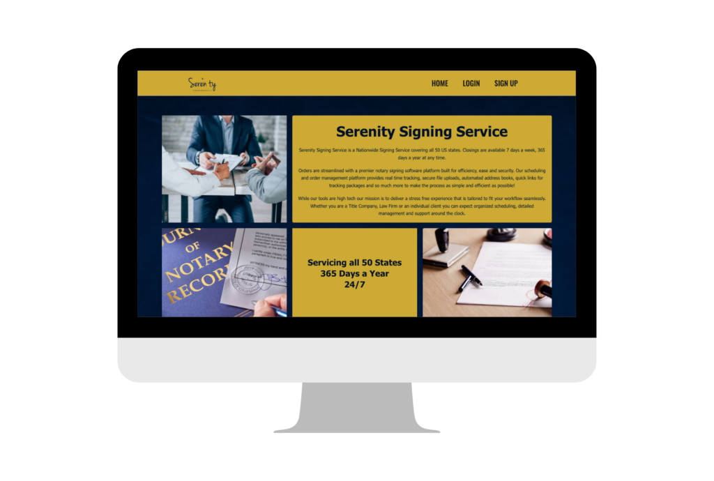 serenity-signing-home-page-mockup